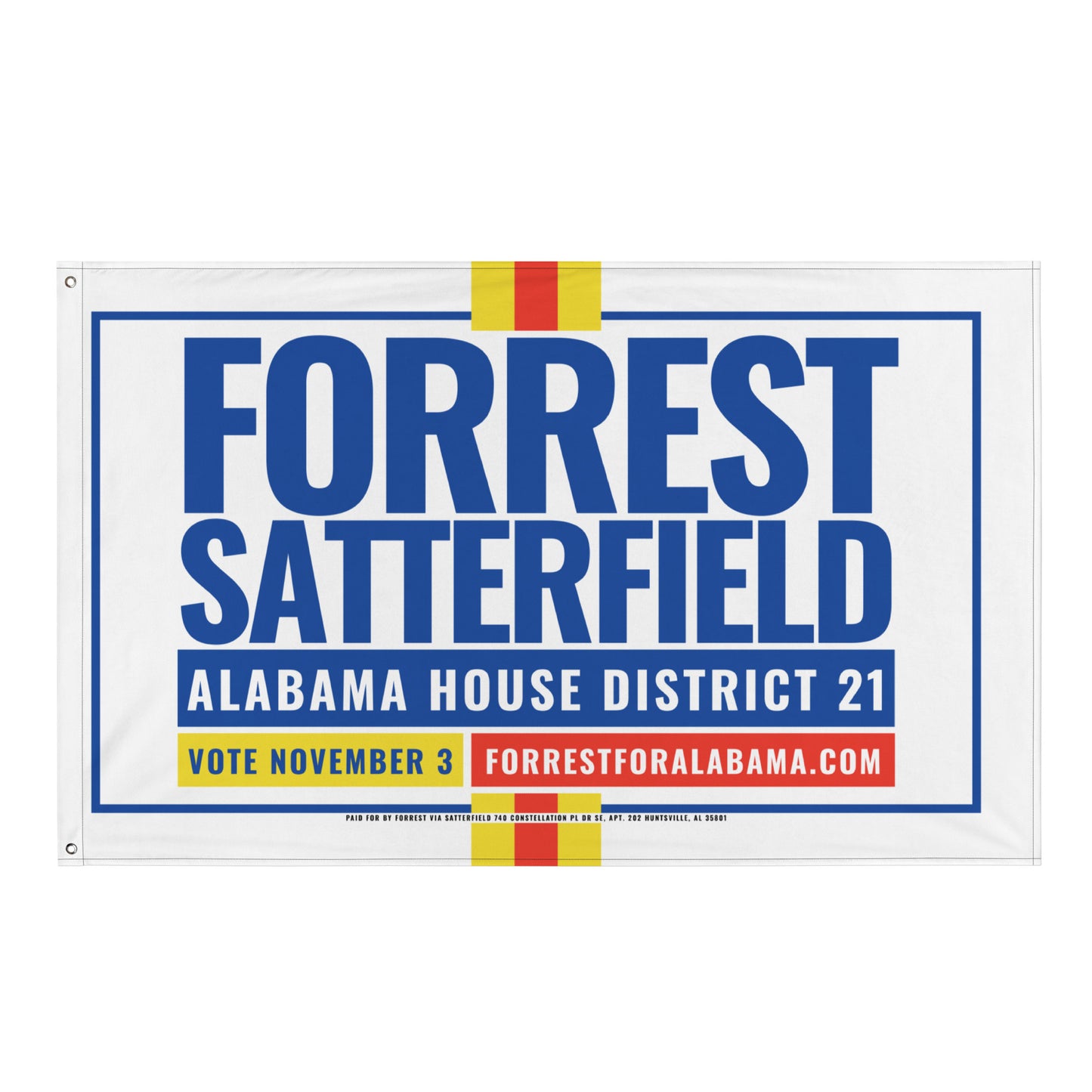 Forrest for Alabama wall flag, front view