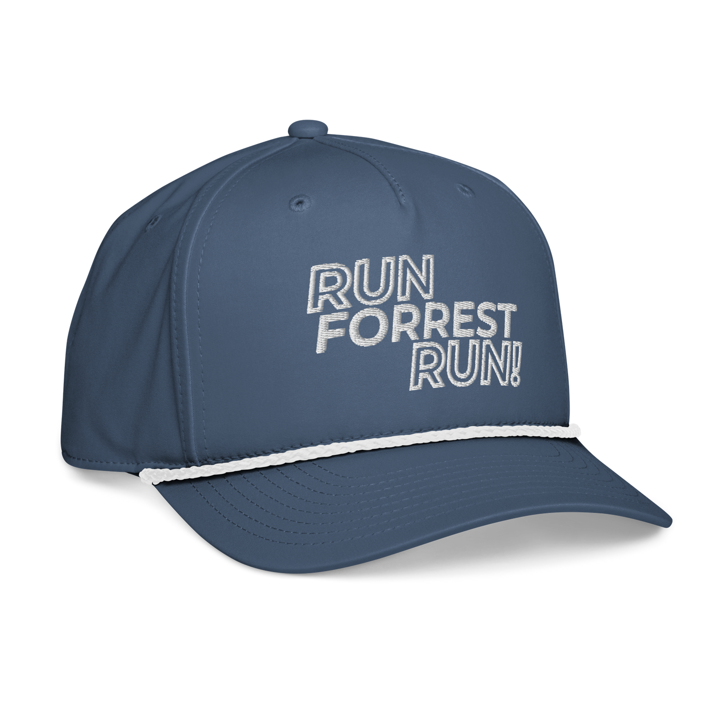 Run Forrest Run light blue rope cap, right front view