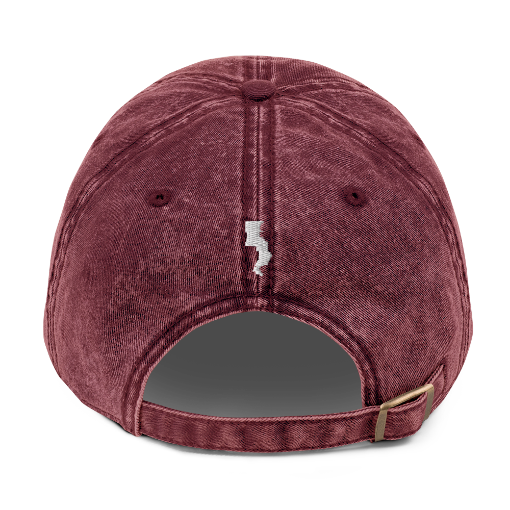 Run Forrest Run vintage washed maroon twill cap, back view