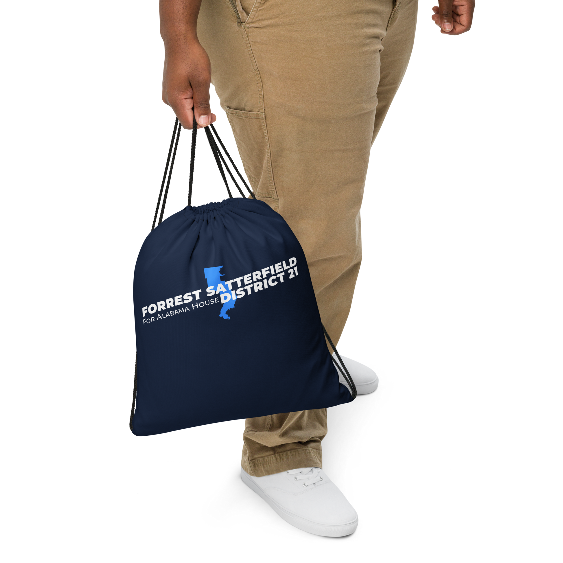 Forrest for Alabama drawstring bag, front view