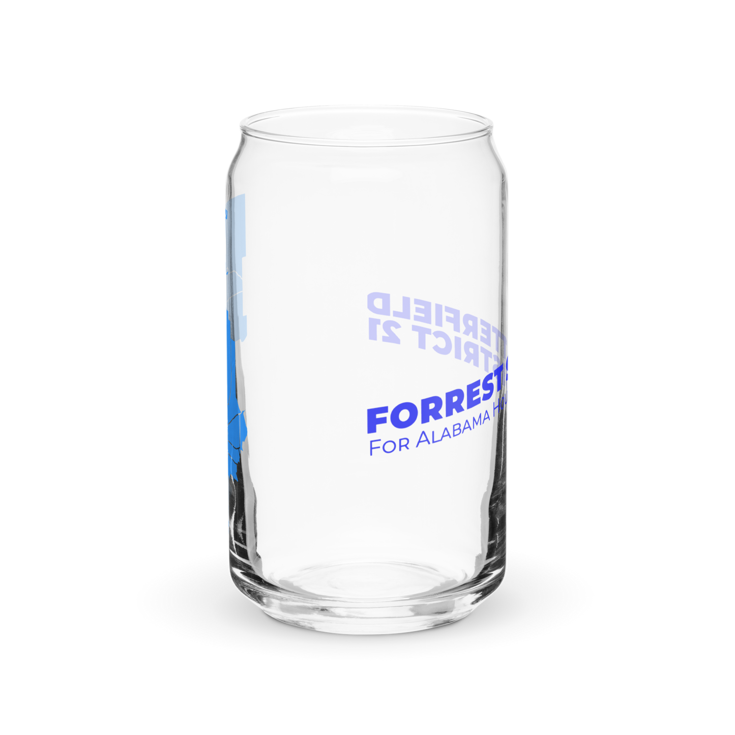 Forrest for Alabama 16 oz can-shaped glass, front view