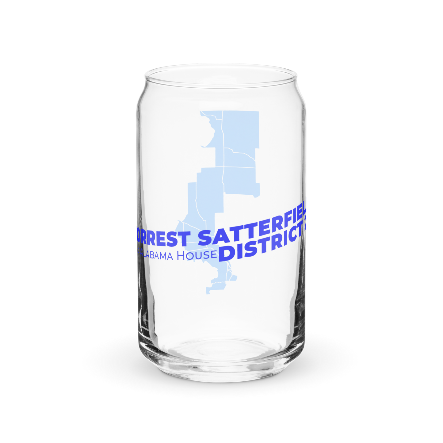 Forrest for Alabama 16 oz can-shaped glass, left view