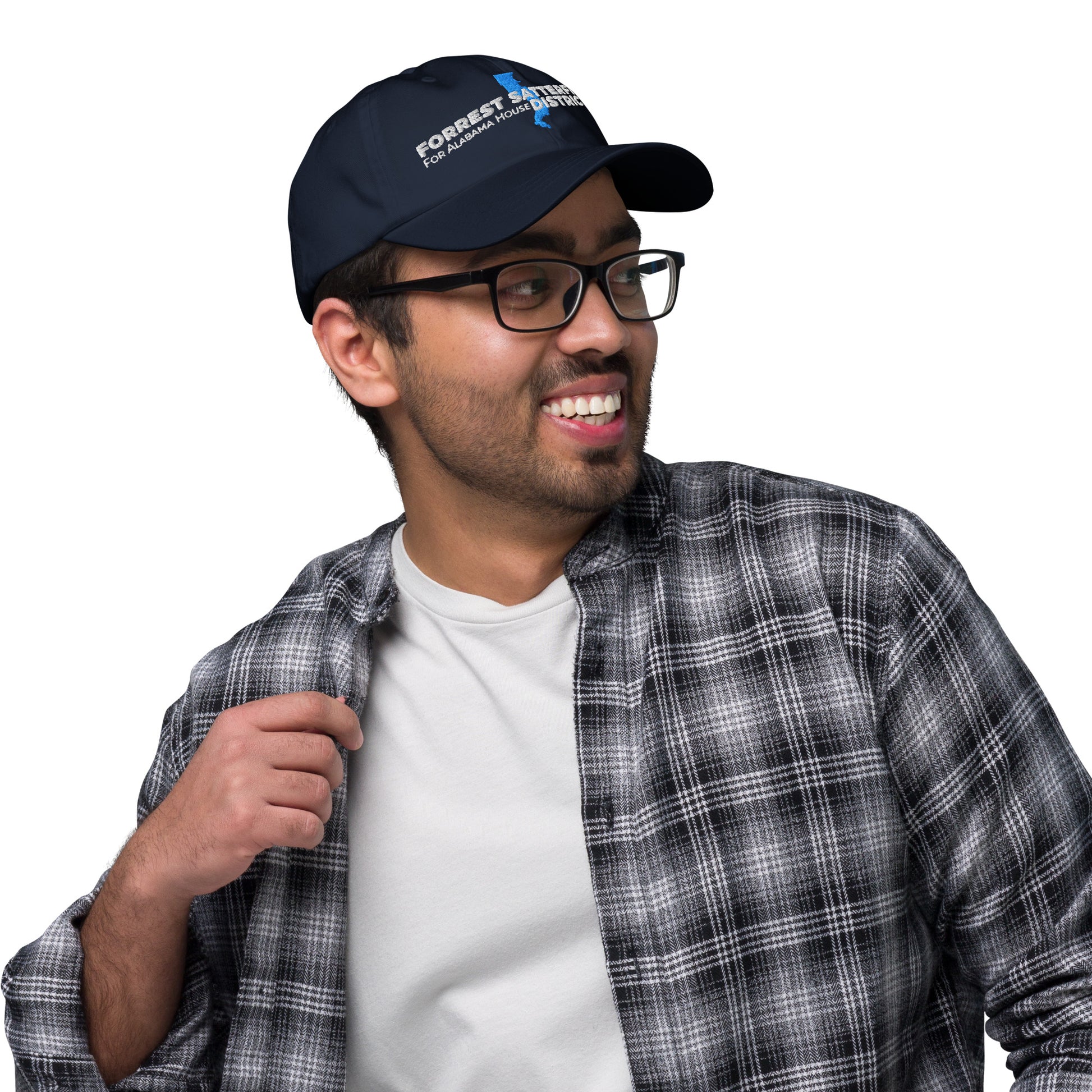 Forrest for Alabama navy dad hat, right side view