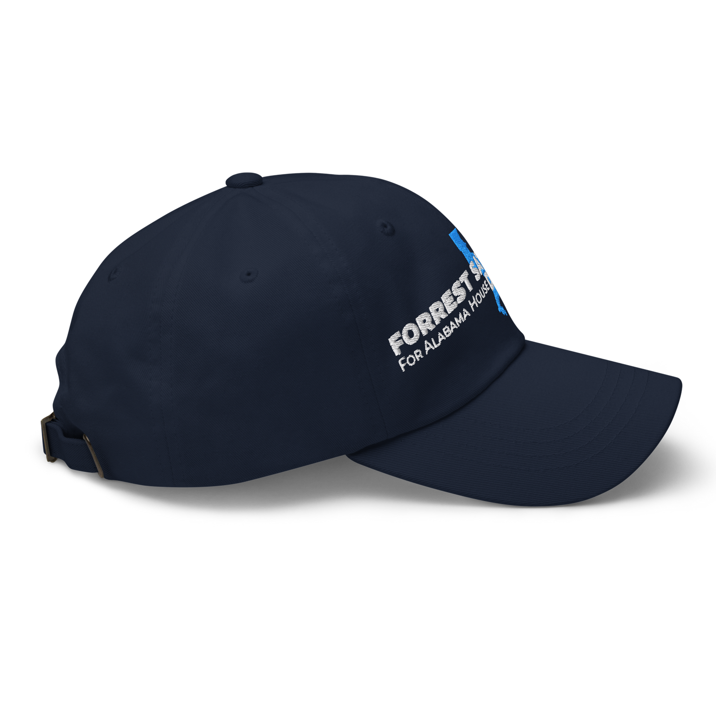 Forrest for Alabama navy dad hat, right side view