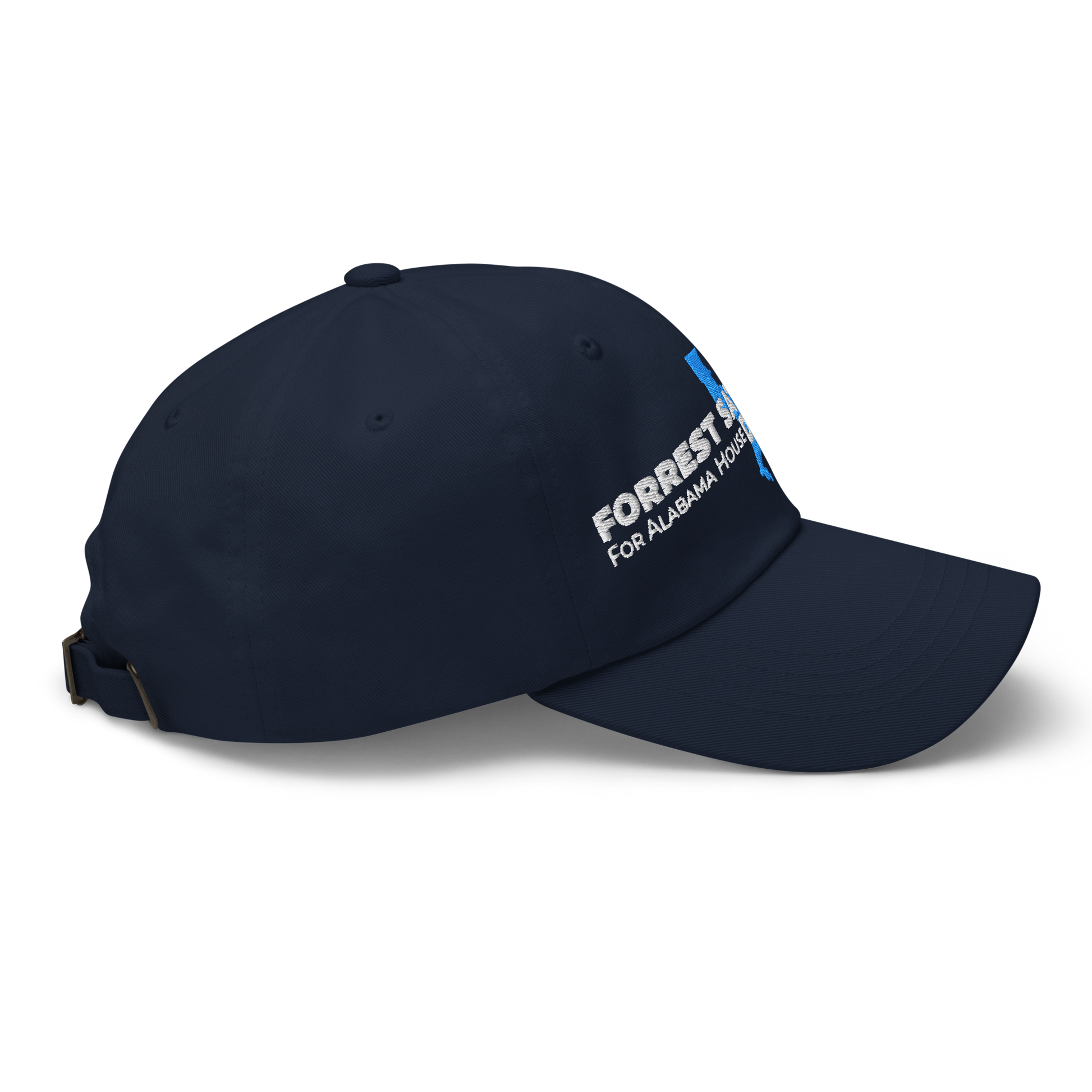 Forrest for Alabama navy dad hat, right side view