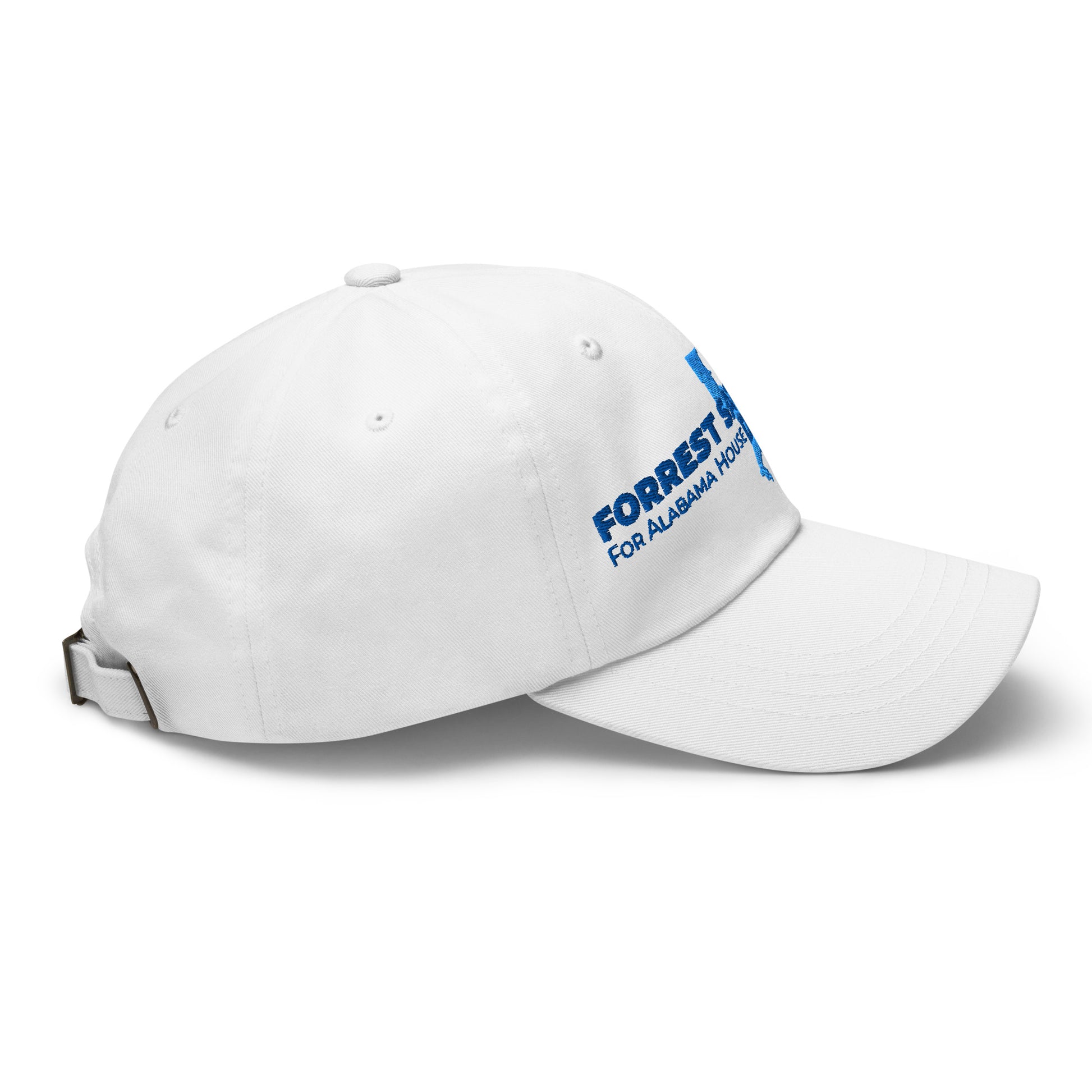 Forrest for Alabama white dad hat, right side view