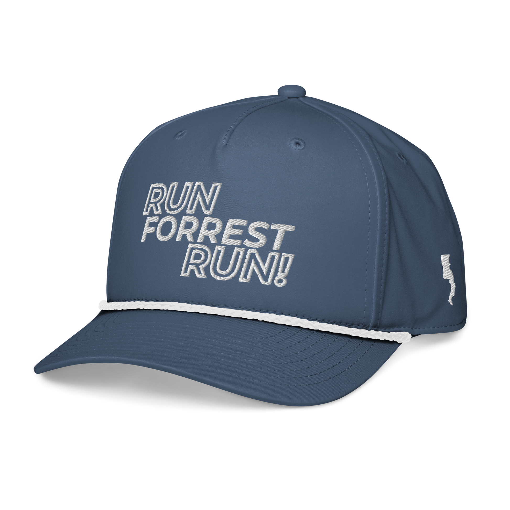 Run Forrest Run light blue rope cap, left front view