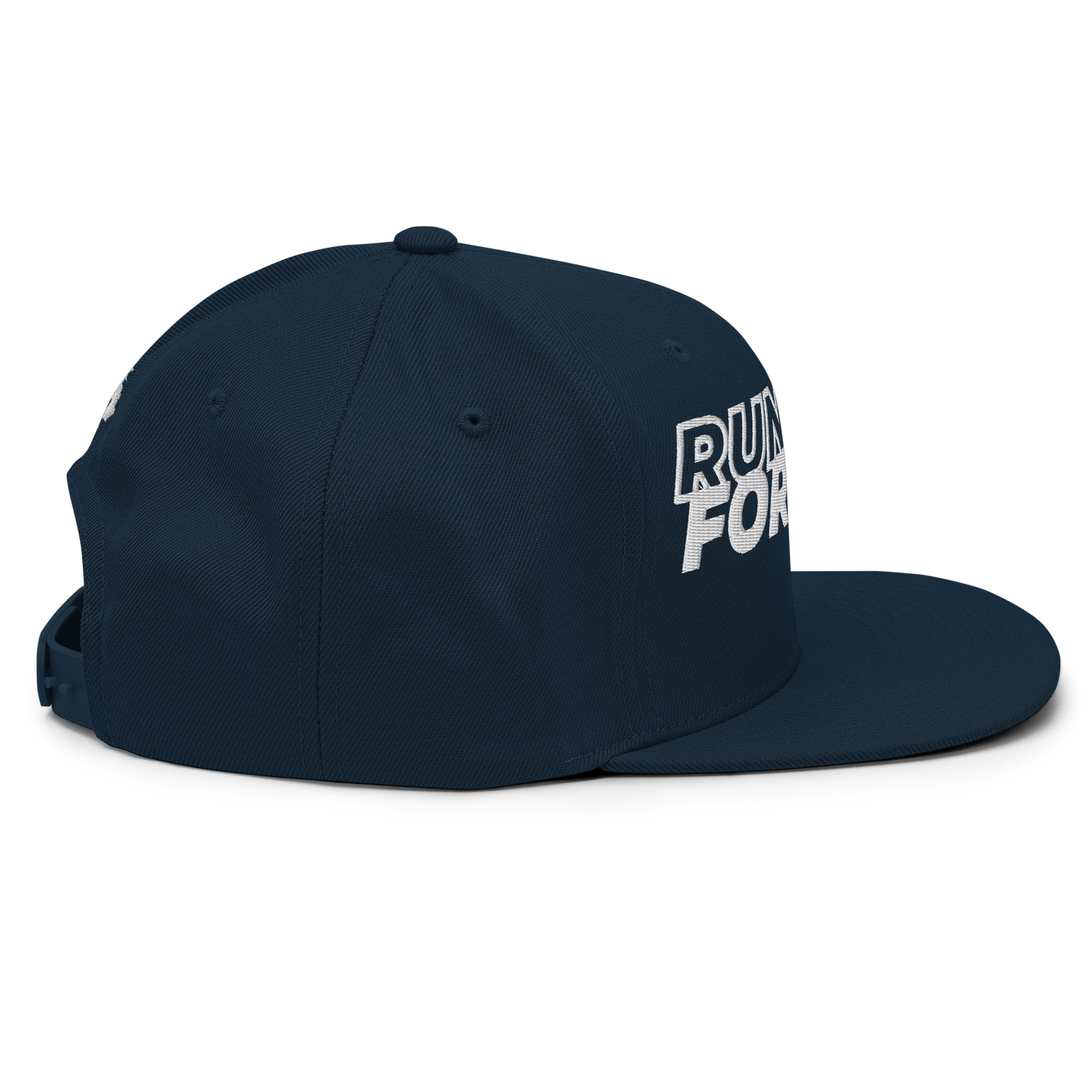 Run Forrest Run dark navy snapback hat, right side view