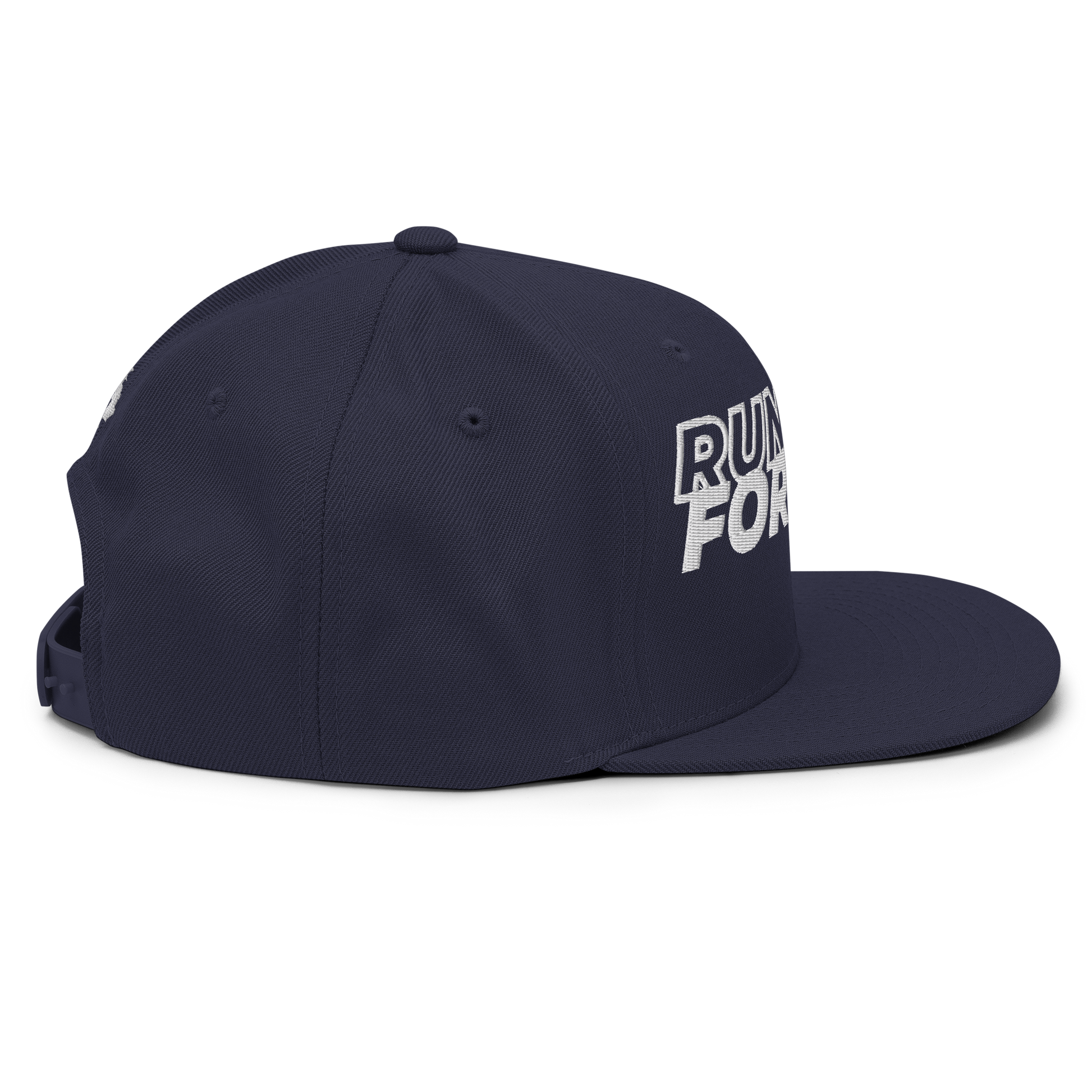 Run Forrest Run navy snapback hat, right side view