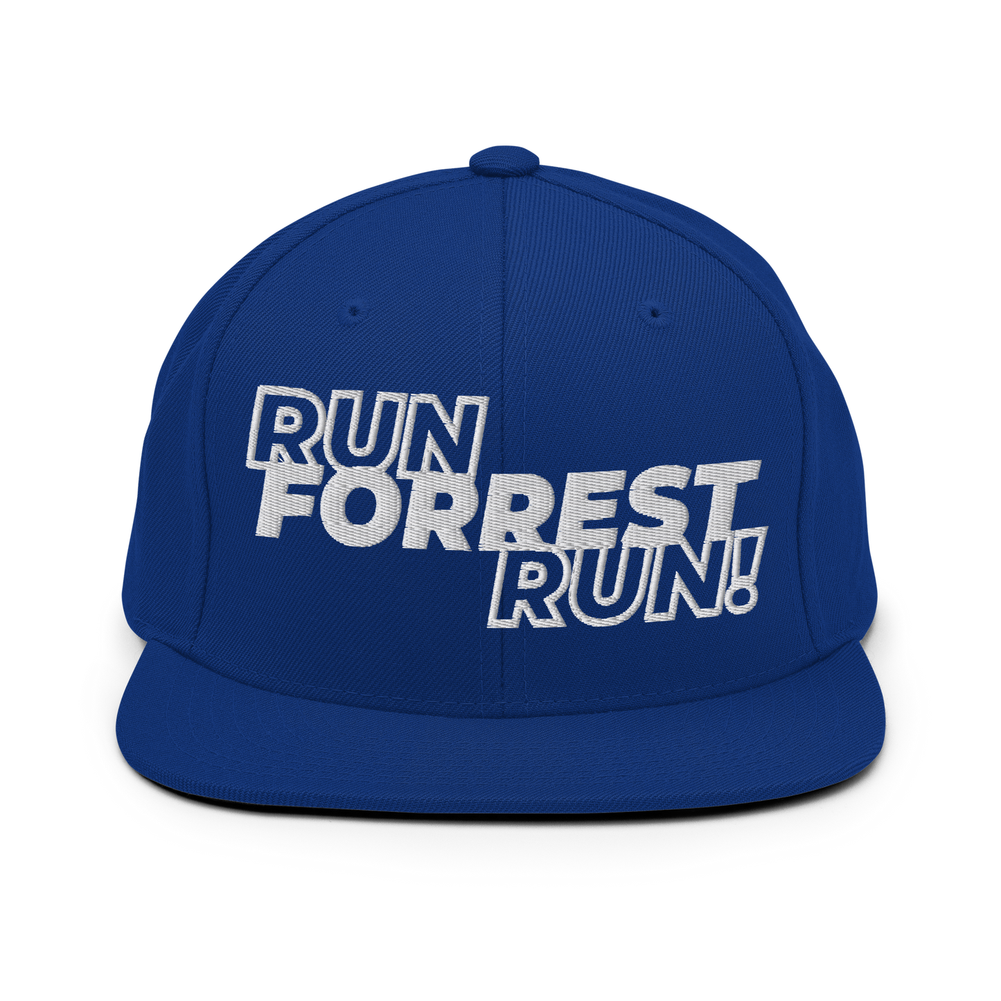 Run Forrest Run royal blue snapback hat, front view