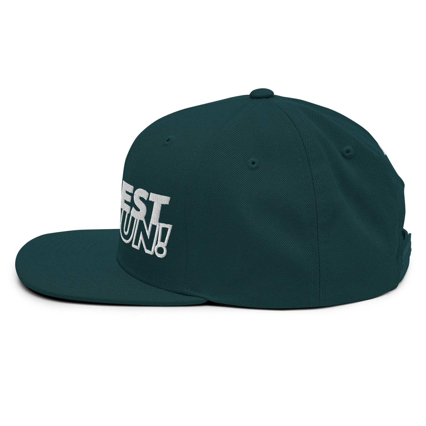 Run Forrest Run spruce green snapback hat, left side view