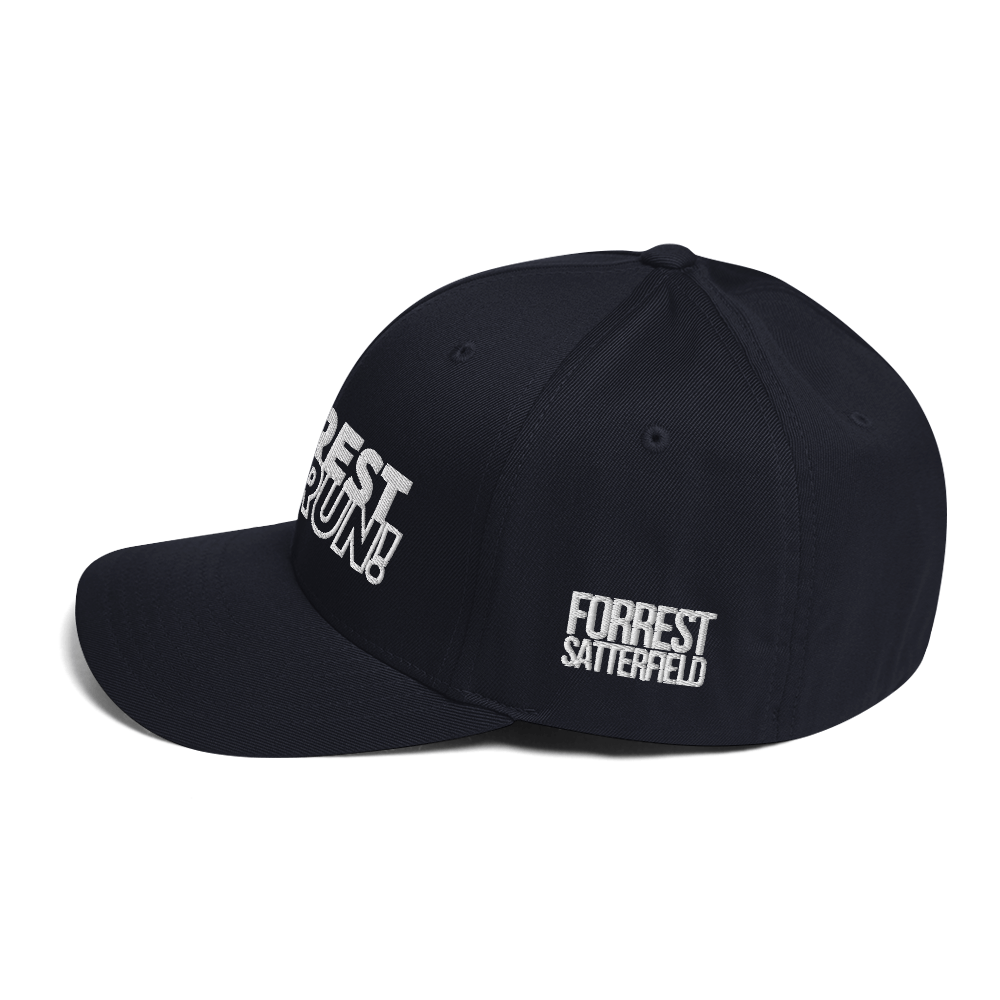 Run Forrest Run structured twill cap, dark navy, left side view