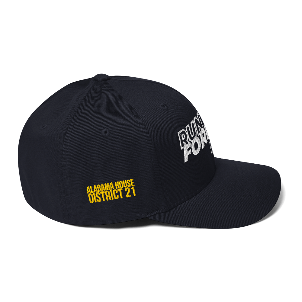 Run Forrest Run structured twill cap, dark navy, right side view