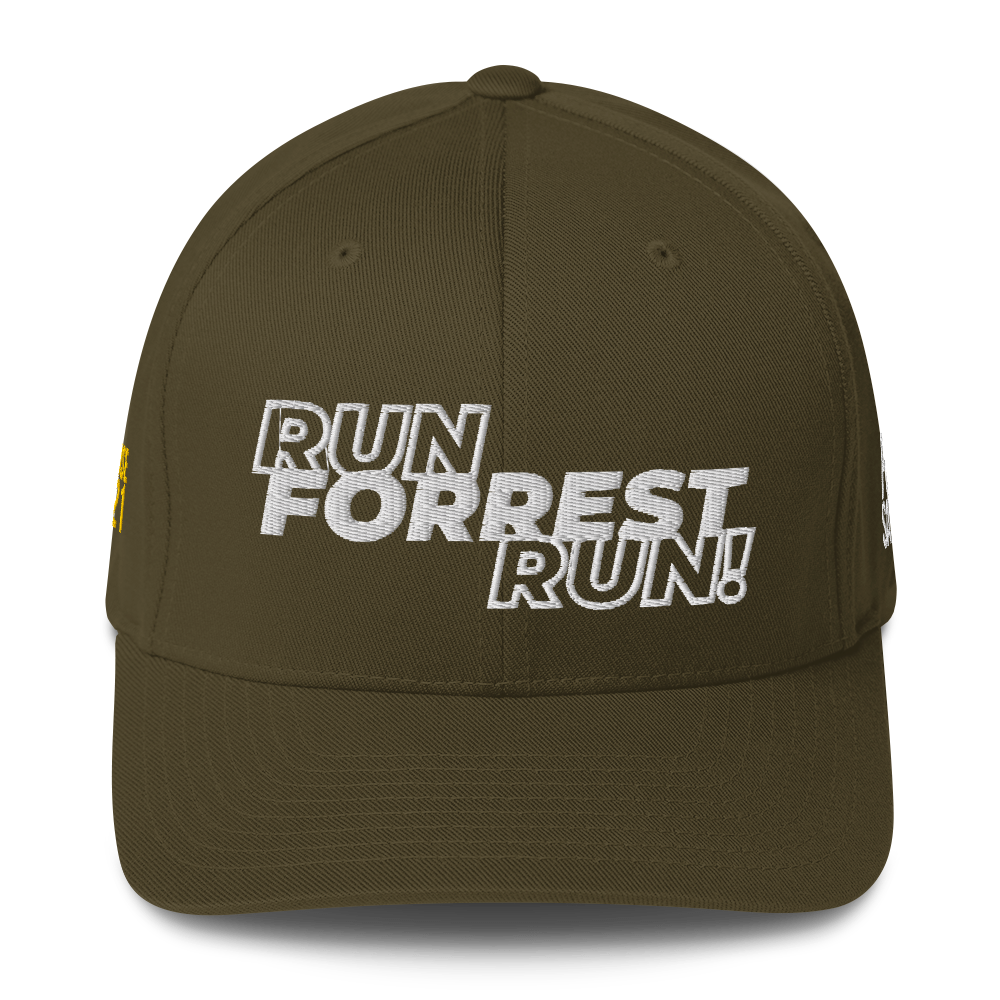 Run Forrest Run structured twill cap, olive, front view