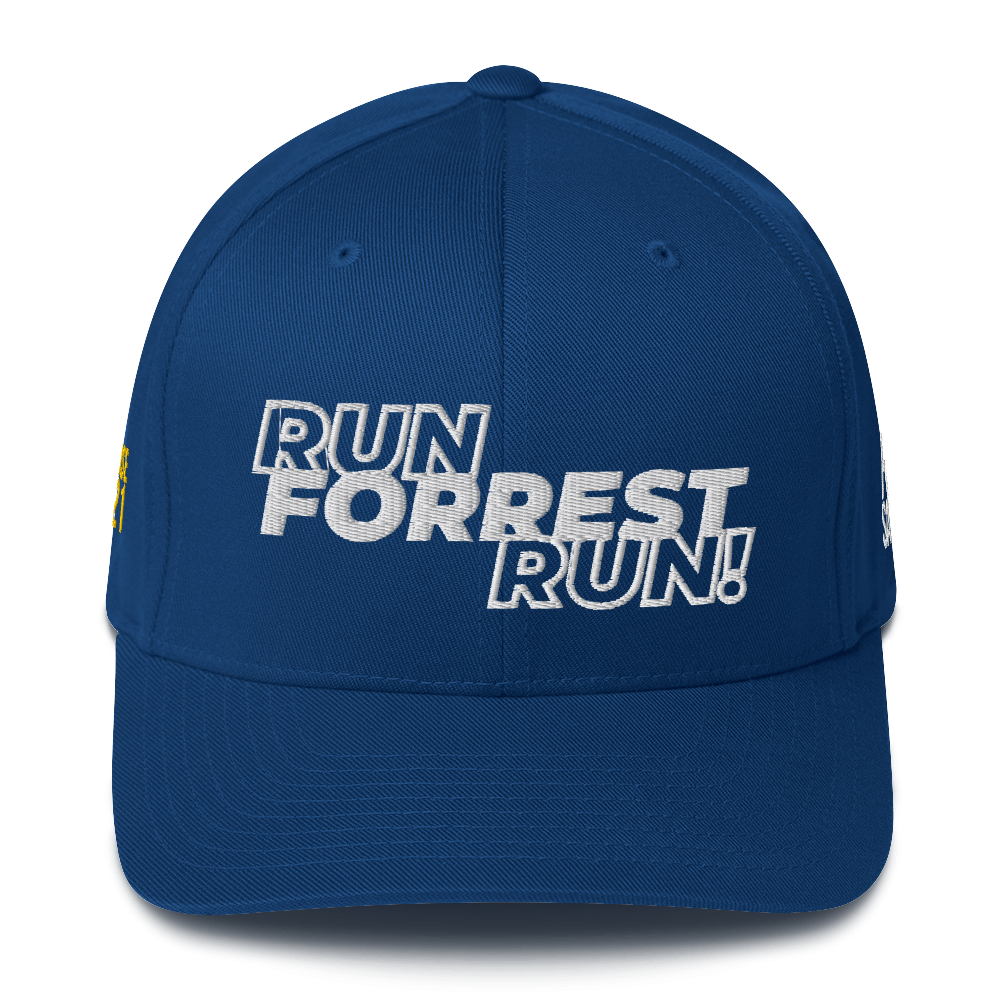 Run Forrest Run structured twill cap, royal blue, front view