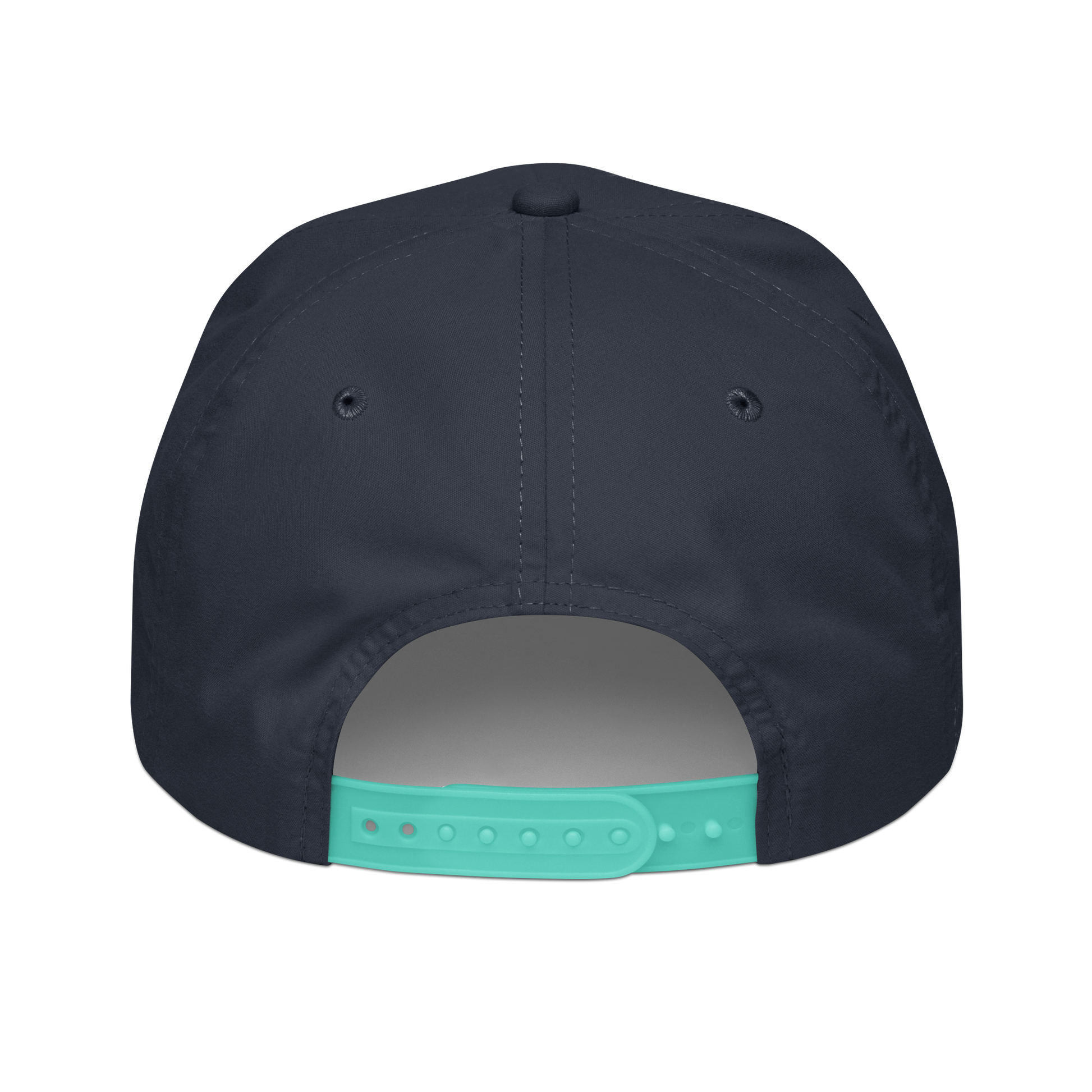 Forrest for Alabama golf rope cap, navy and mint, back view