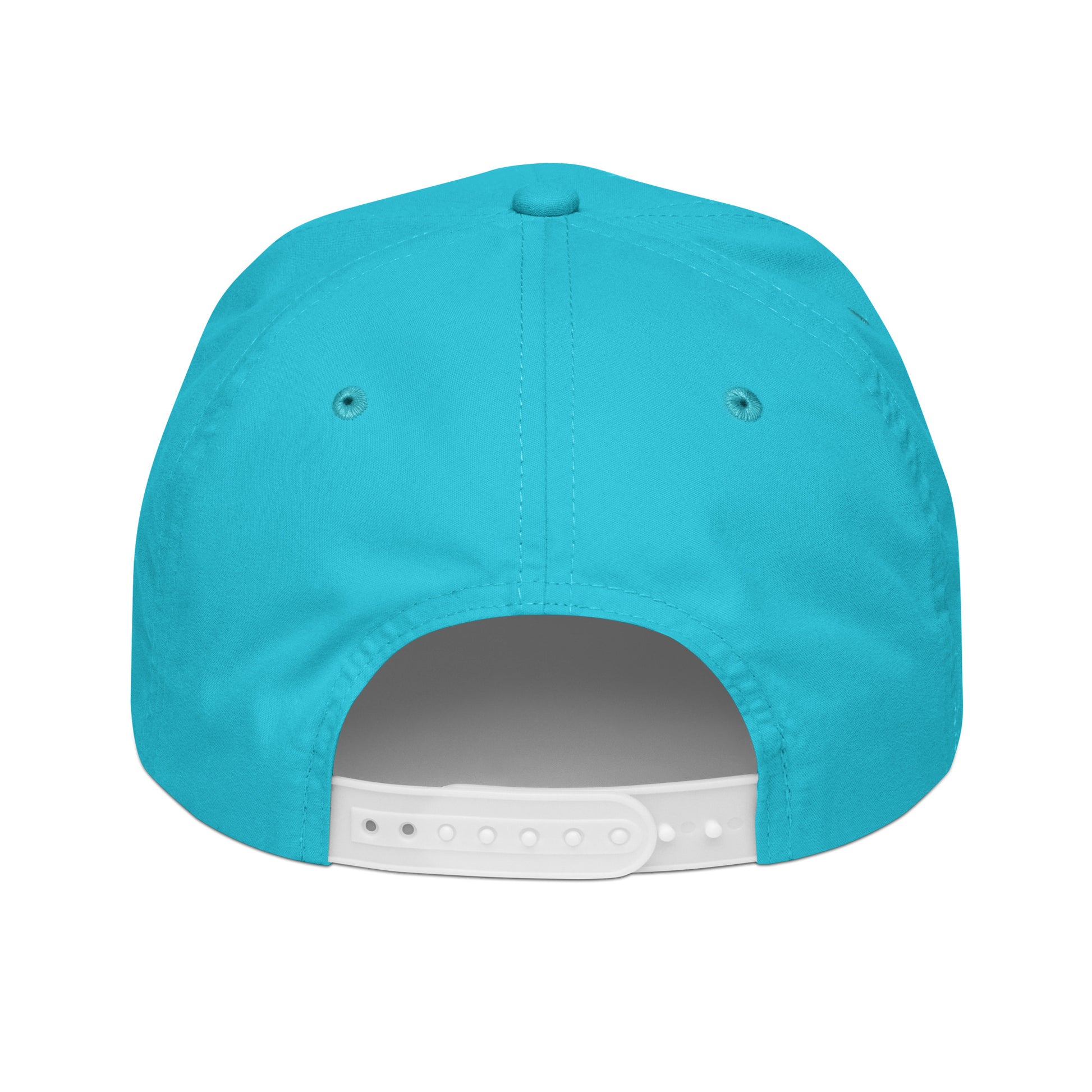 Forrest for Alabama golf rope cap, turquoise and white, back view