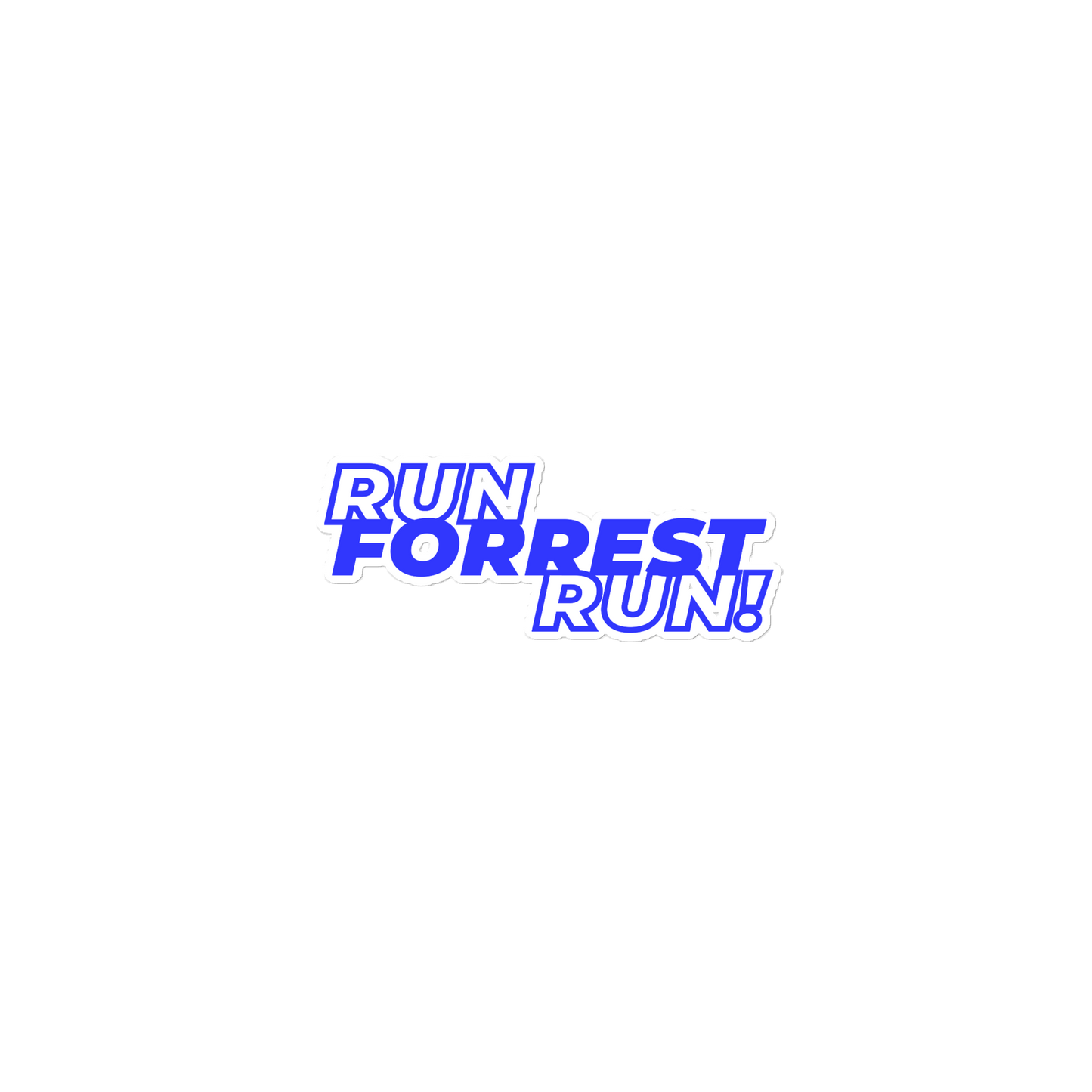 15x3.75 inch bumper-length RUN FORREST RUN! kiss-cut sticker shown flat, for the Forrest Satterfield Alabama House District 21 campaign