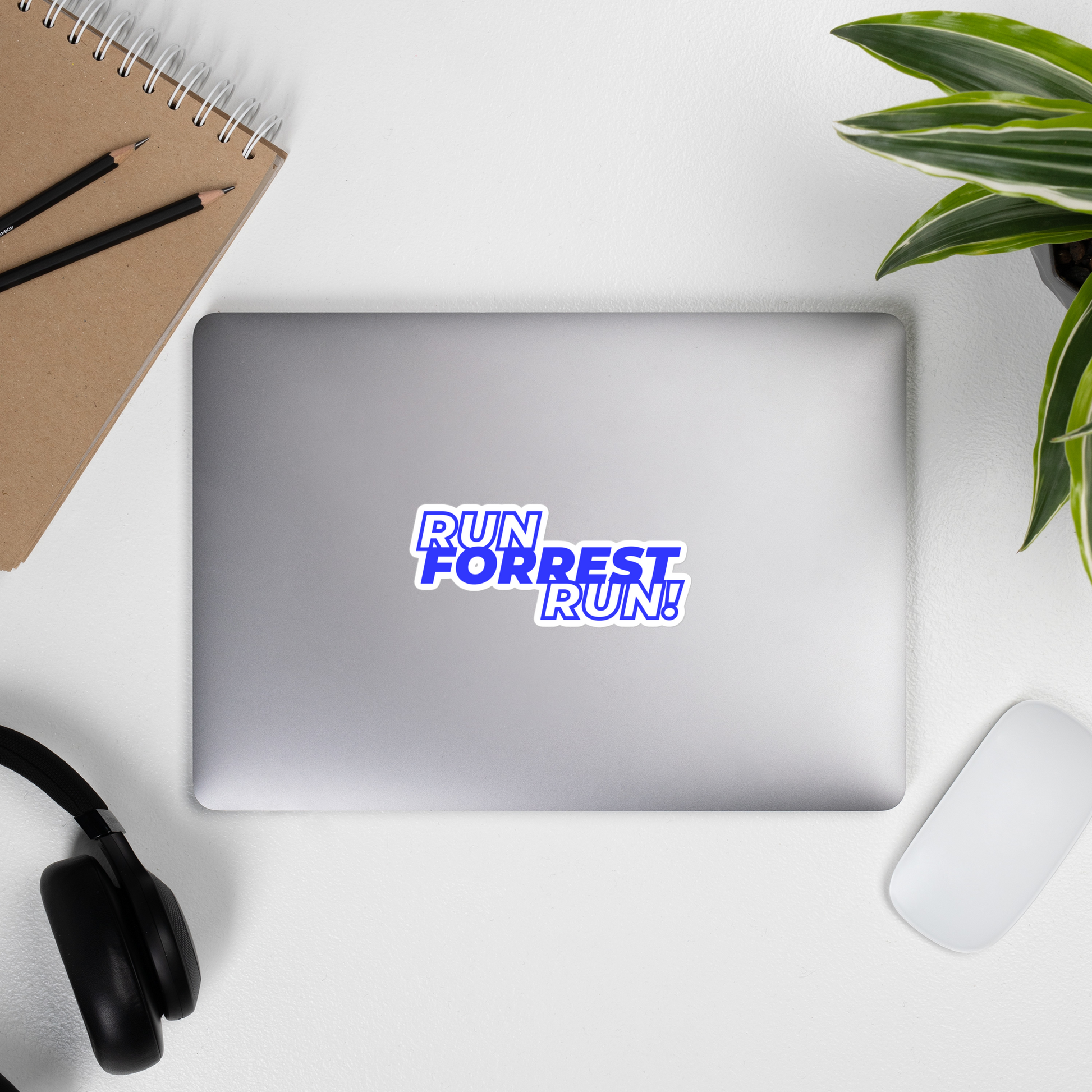 Third lifestyle shot of the 5.5x5.5 inch RUN FORREST RUN! vinyl sticker in use, supporting Forrest Satterfield in District 21