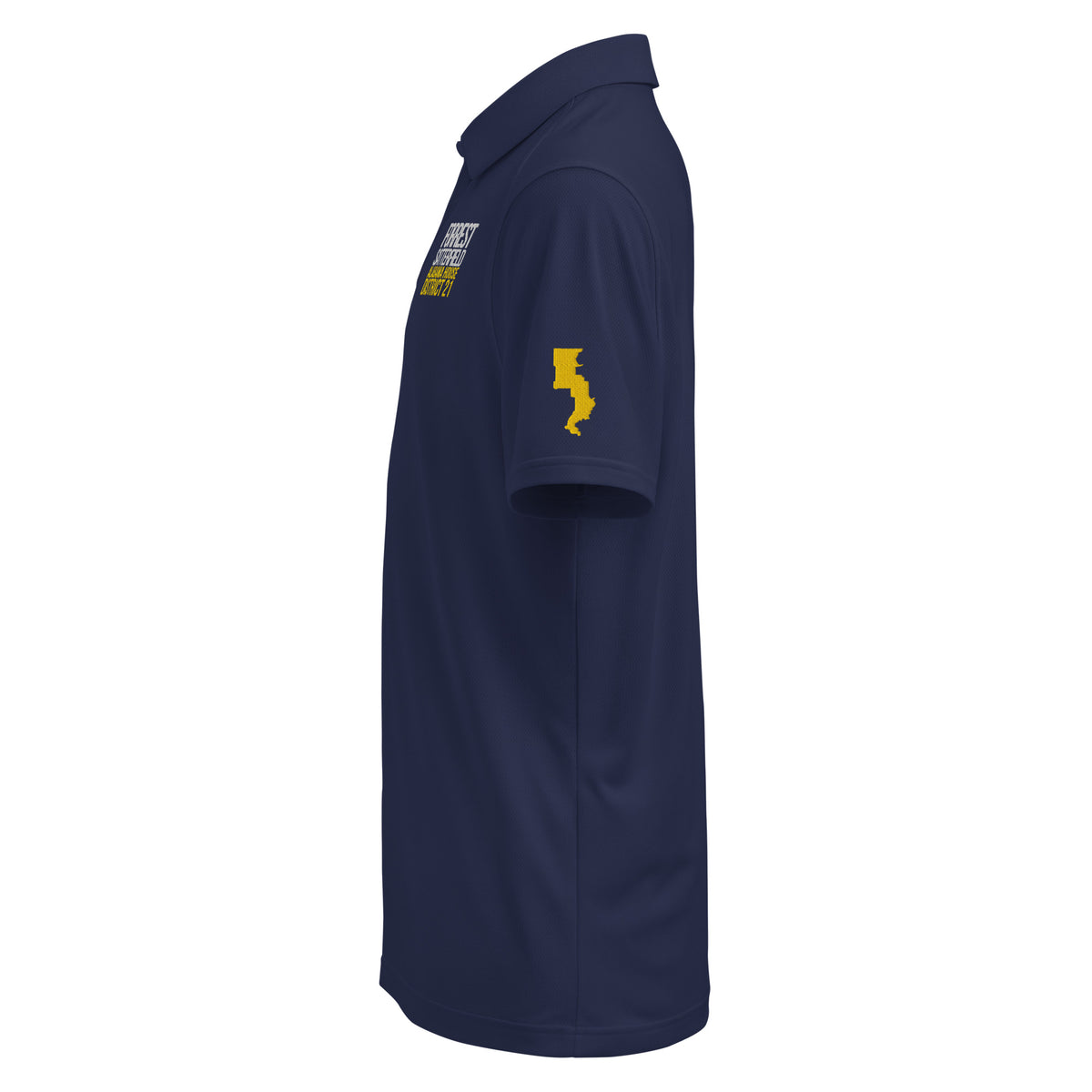 Forrest for Alabama navy Under Armour performance polo, left side view