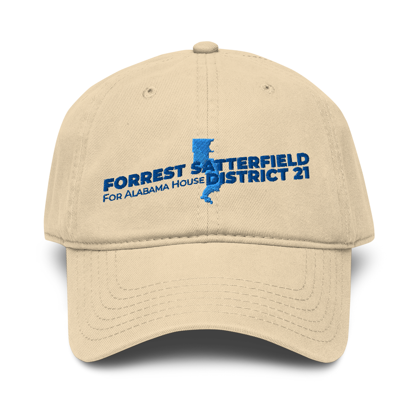 Forrest for Alabama garment-washed khaki cap, front view