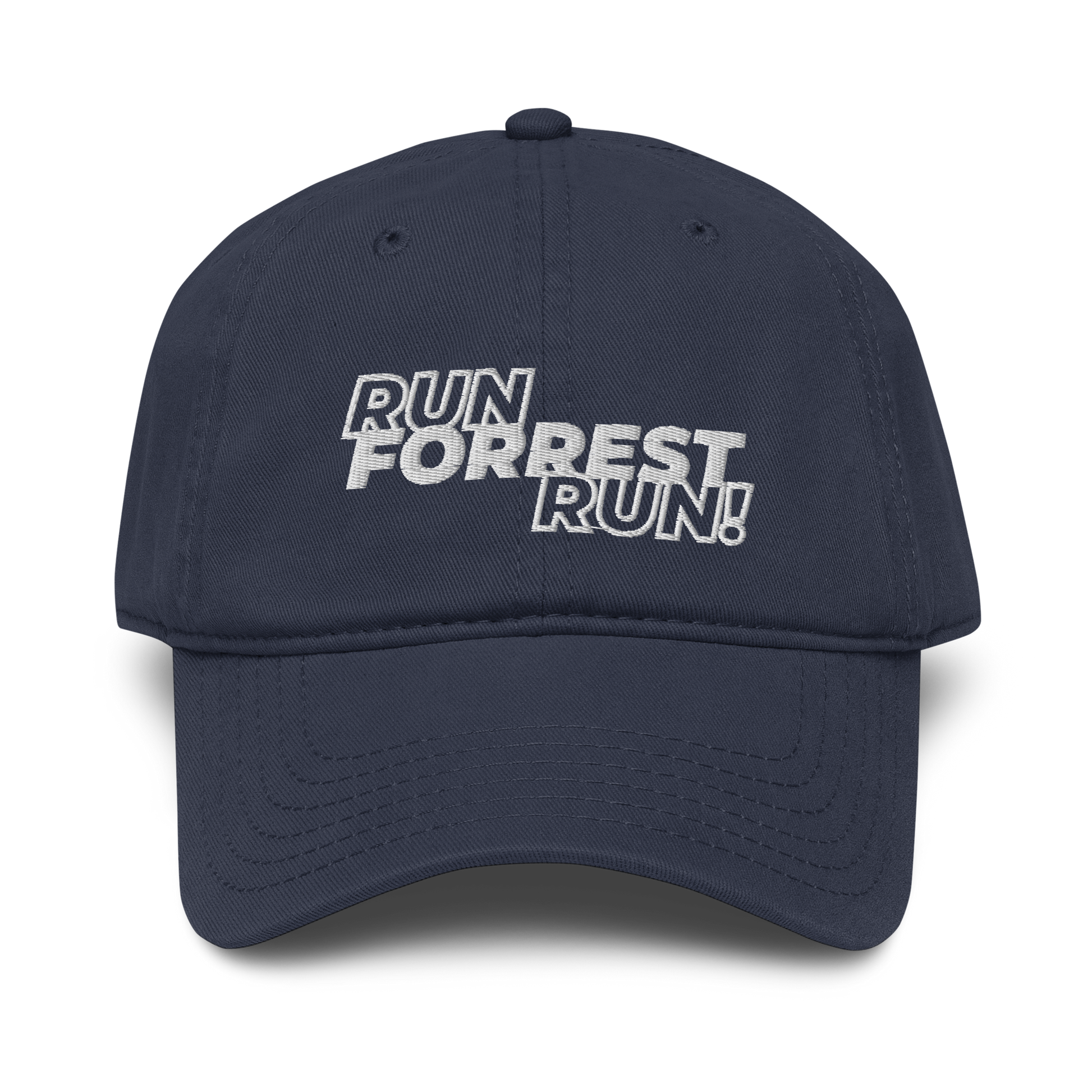 Run Forrest Run garment-washed navy cap, front view