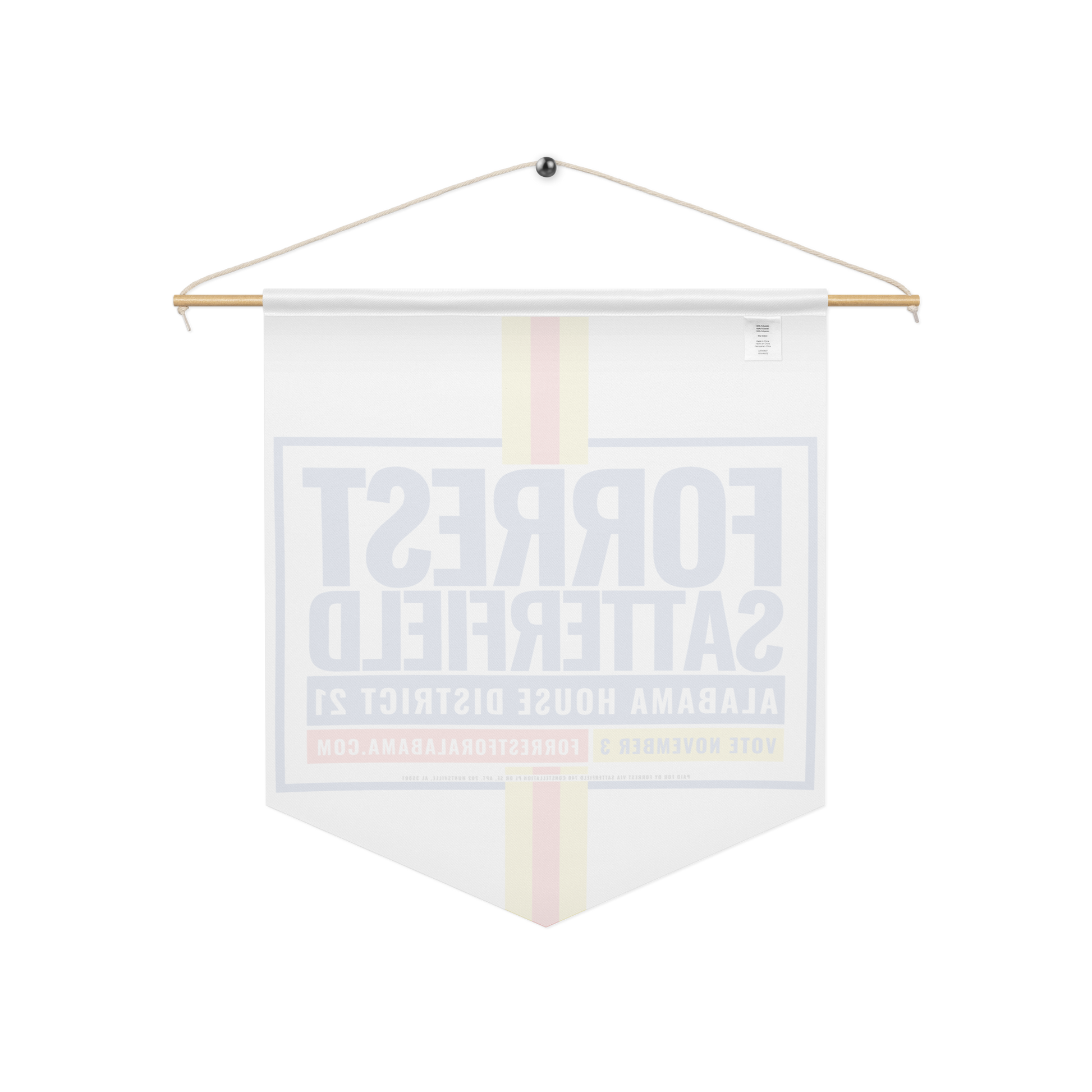Forrest for Alabama pennant banner, 18 x 21 inch, back view