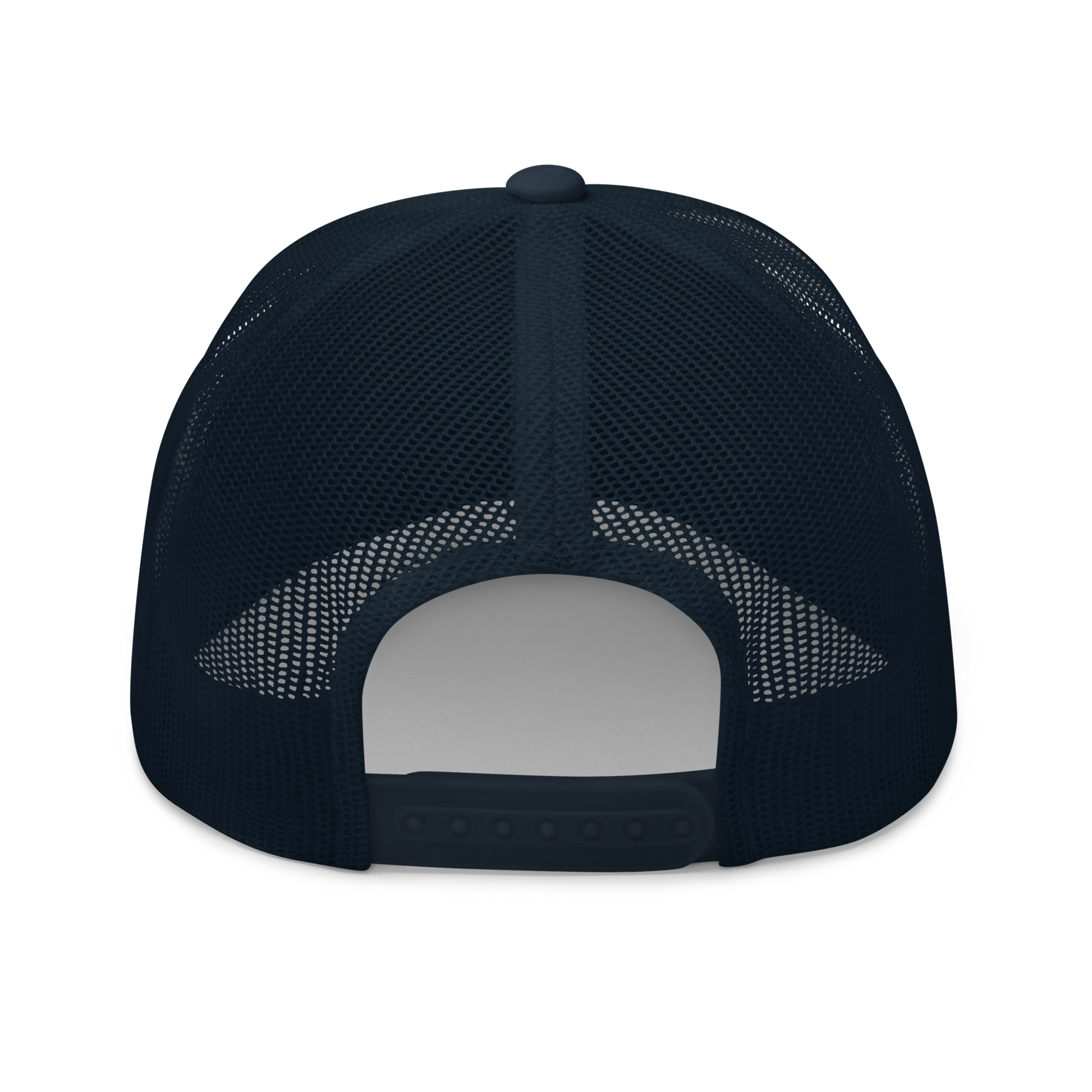 Forrest for Alabama navy trucker cap, back view