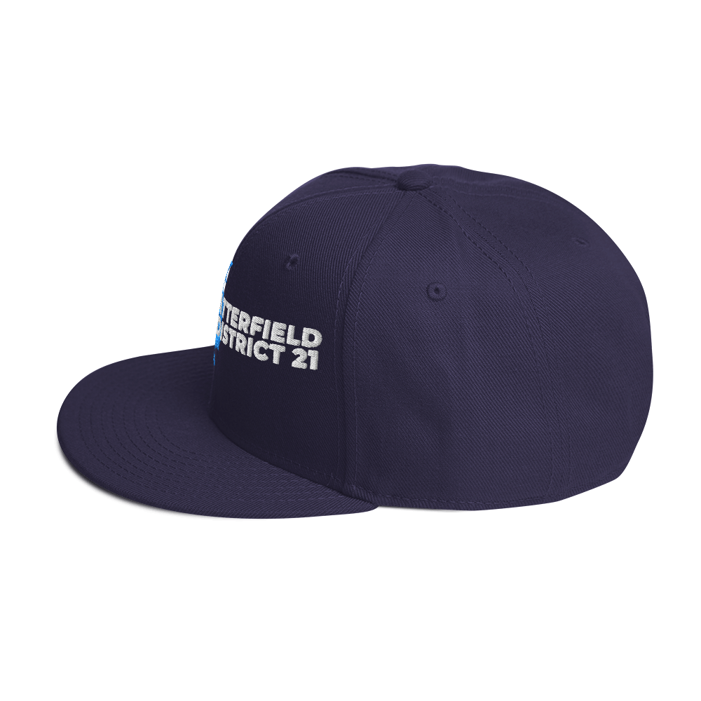 Forrest for Alabama navy blue snapback hat, left side view