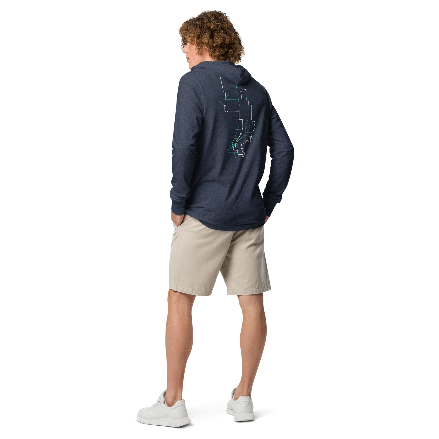 Forrest for Alabama heather navy hooded long-sleeve tee, back view