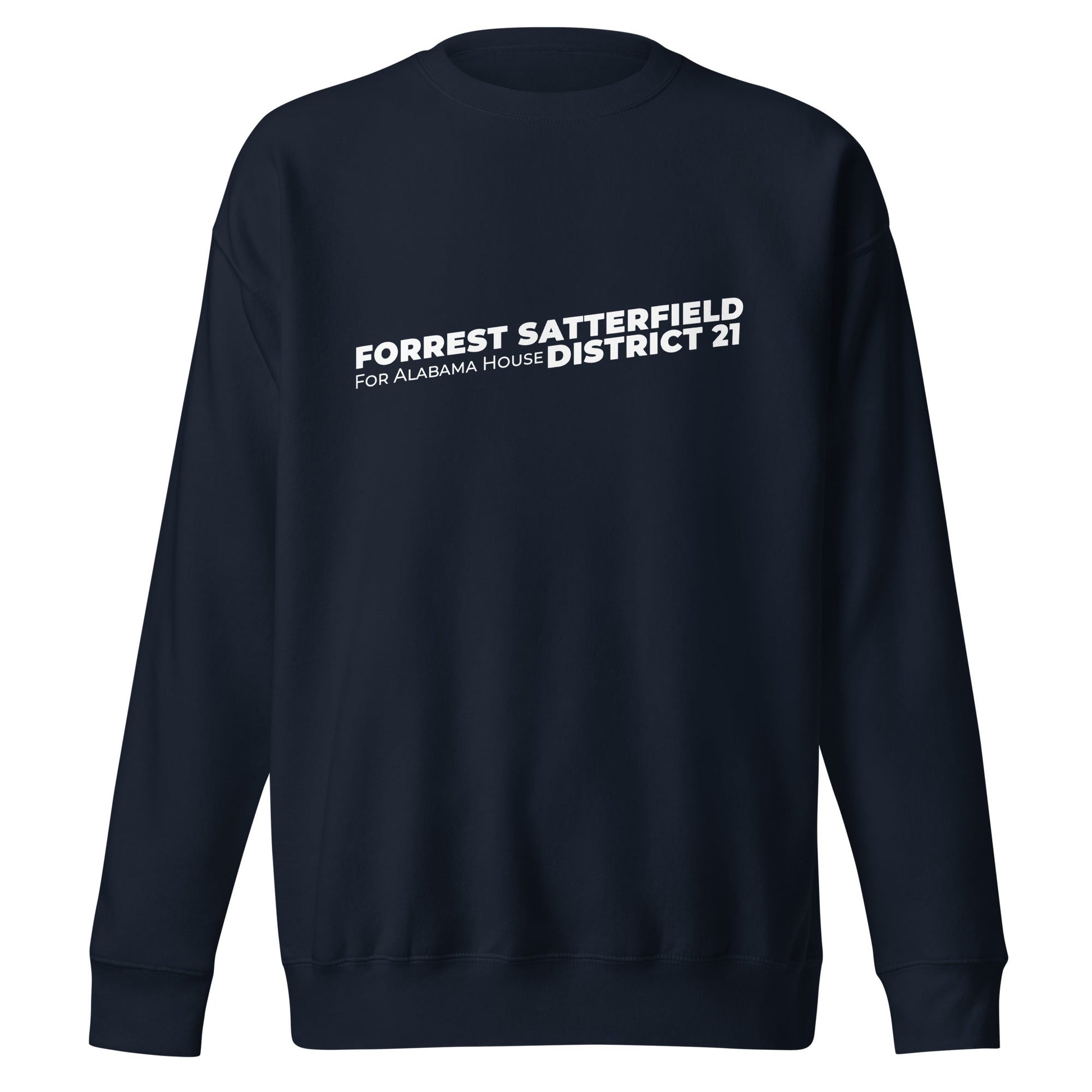 Forrest for Alabama navy premium sweatshirt, front view
