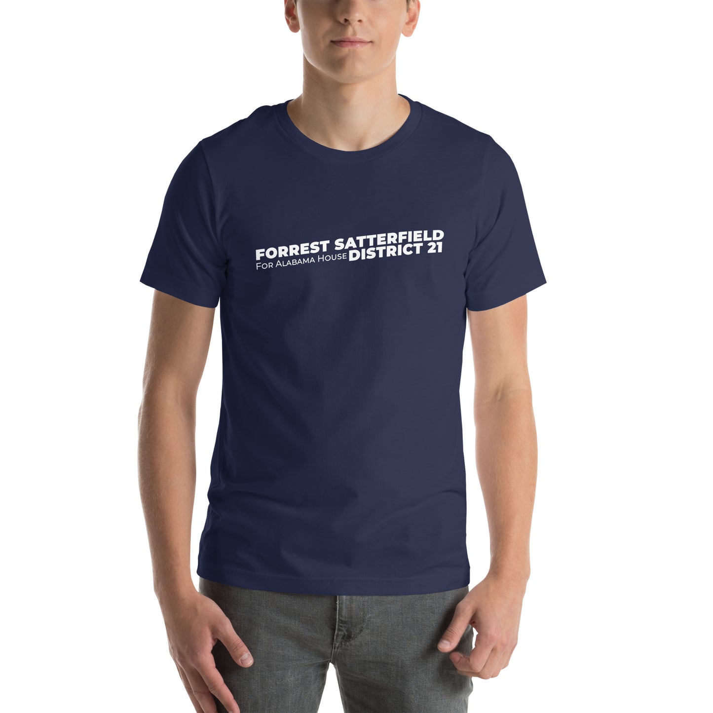 Forrest for Alabama navy campaign t-shirt, front view