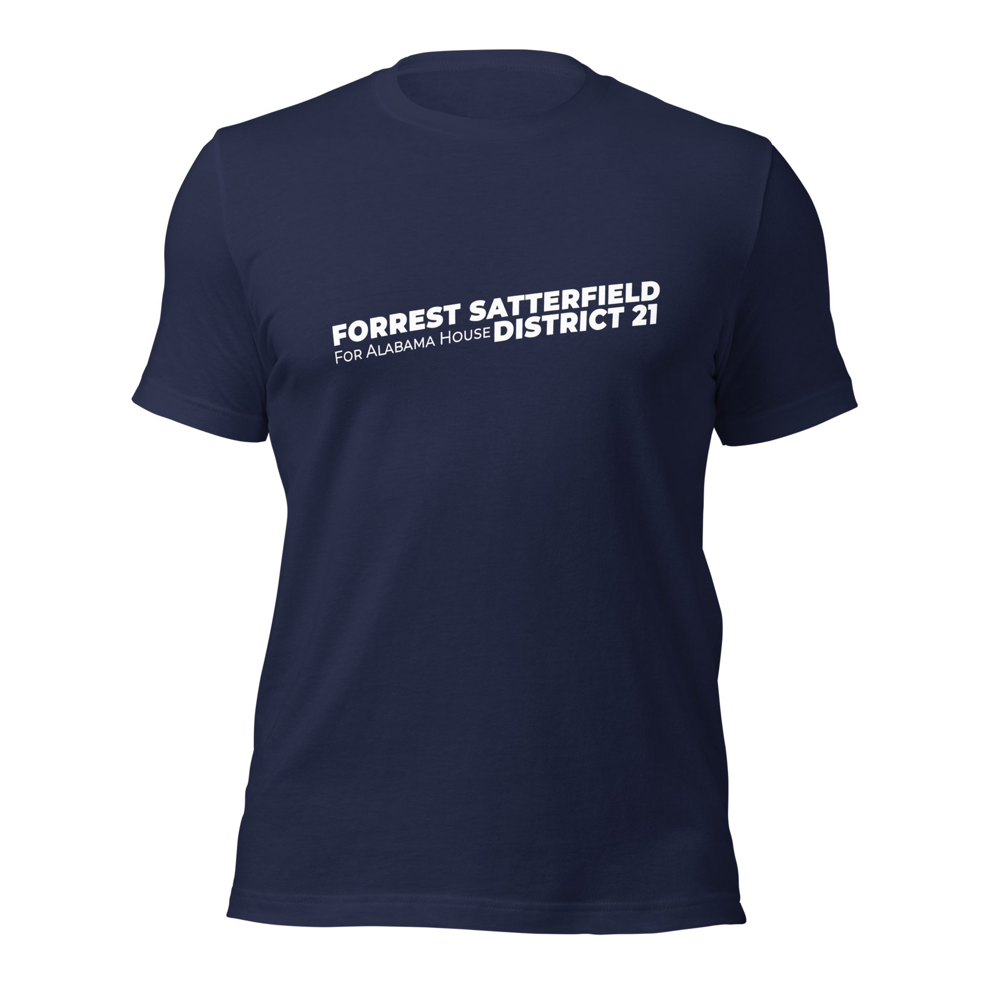Forrest for Alabama navy campaign t-shirt, front view