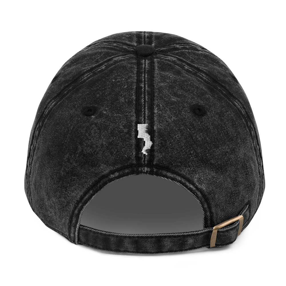 Run Forrest Run vintage washed black twill cap, back view