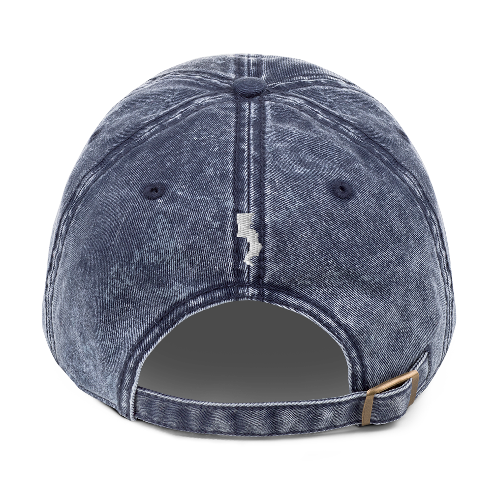 Run Forrest Run vintage washed navy twill cap, back view